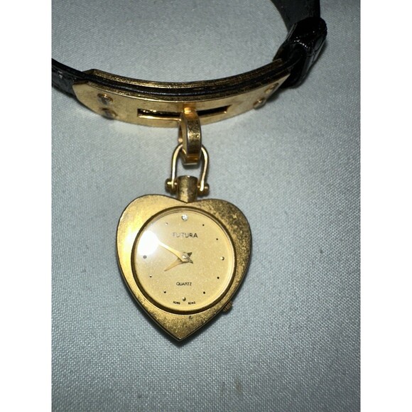 Futura Heart-Pendant Watch Bracelet – Gold-Tone Quartz, Jewelry Timepiece